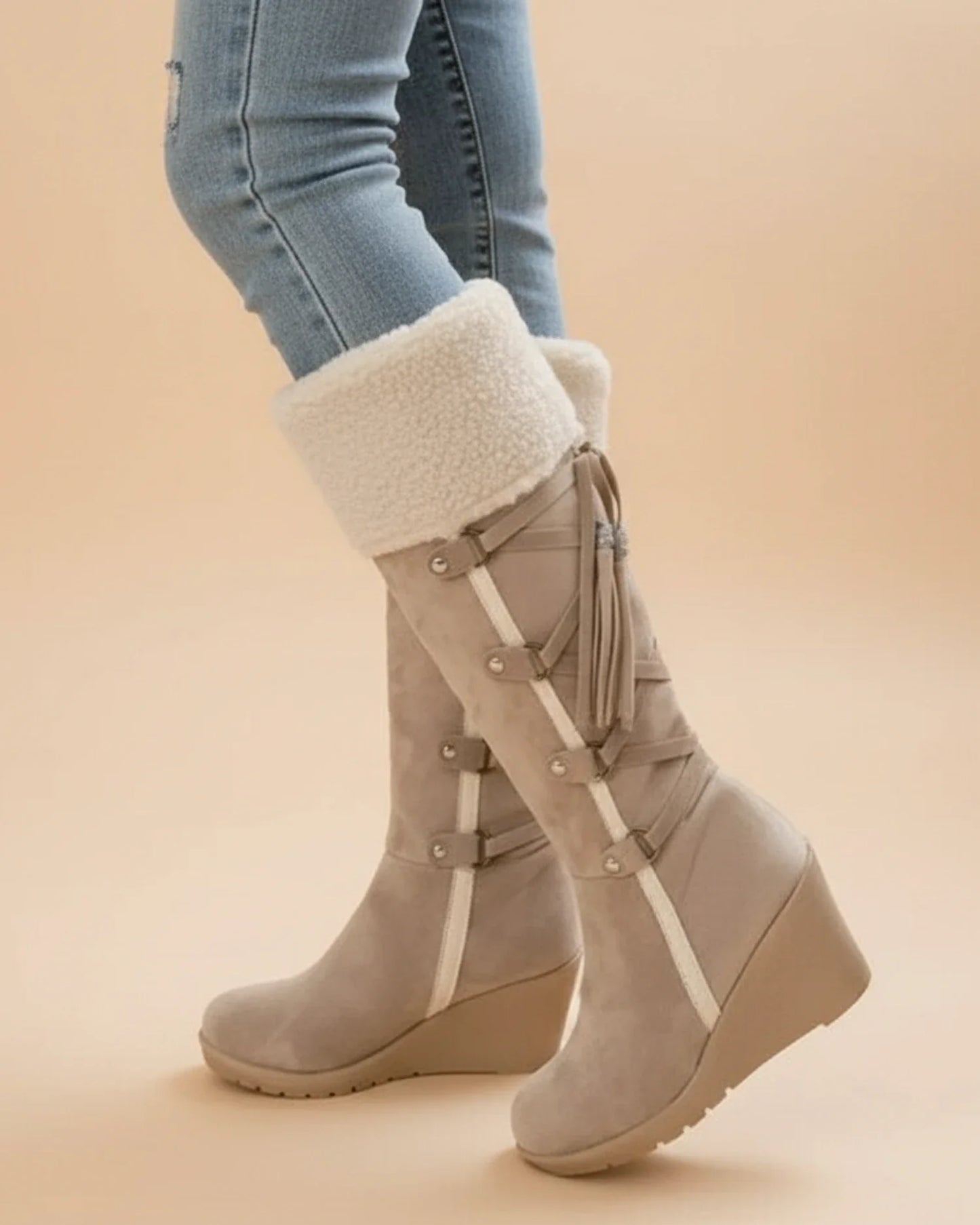 Stella Wedge Knee-High Boots | Cuff Knee-High Boots