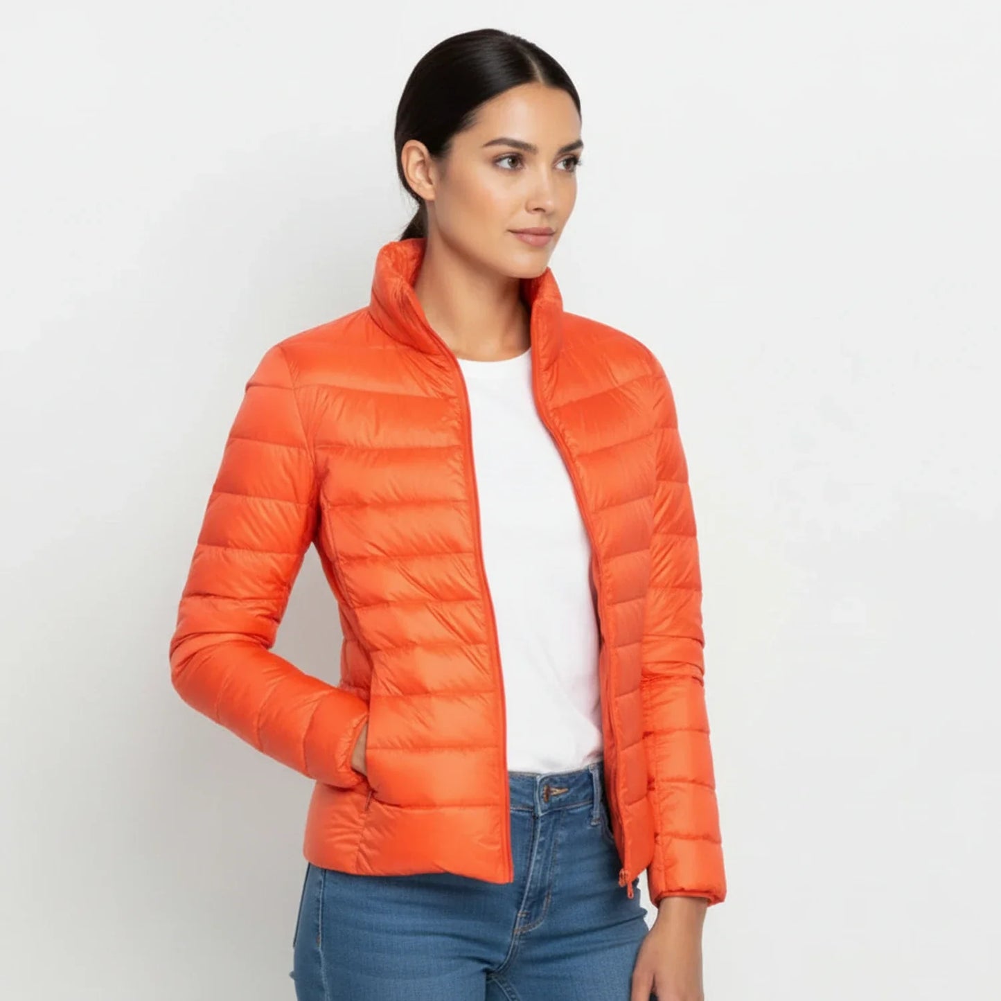 Silvia Quilted Puffer Jacket | Stand Collar Hip-Length Jacket