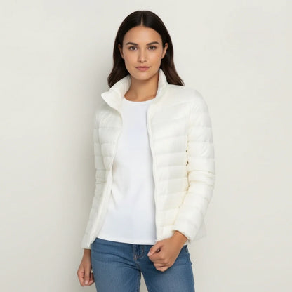 Silvia Quilted Puffer Jacket | Stand Collar Hip-Length Jacket