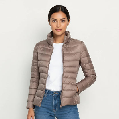 Silvia Quilted Puffer Jacket | Stand Collar Hip-Length Jacket