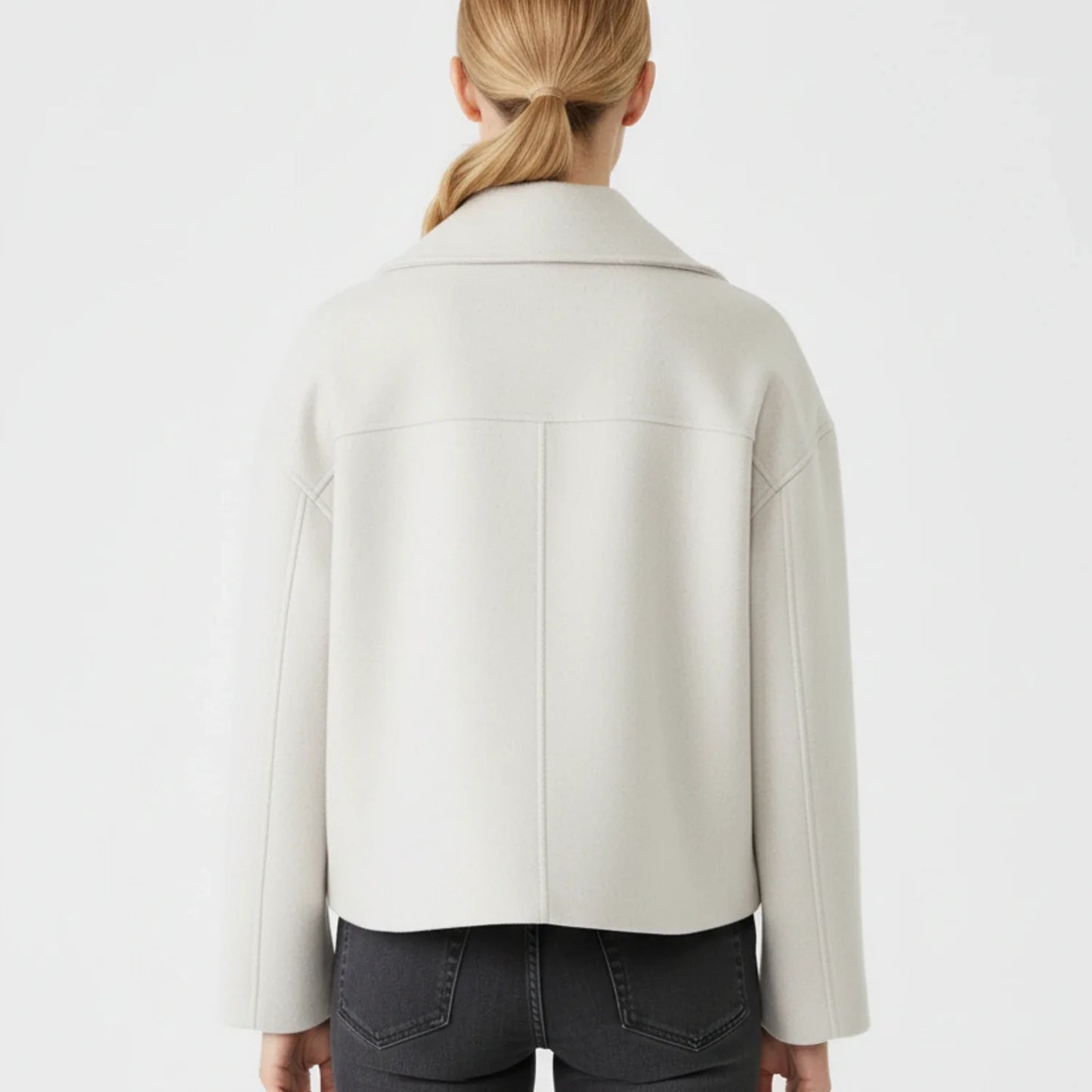 Stella Cropped Peacoat | Double-Breasted Wide Lapels Peacoat