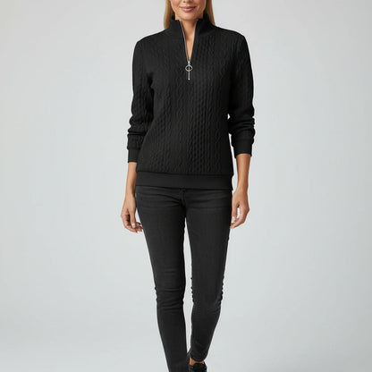 Sara Relaxed Quarter Zip Sweater | Cable Knit Quarter Zip Sweater