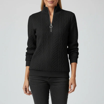 Sara Relaxed Quarter Zip Sweater | Cable Knit Quarter Zip Sweater
