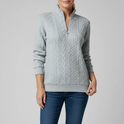 Sara Relaxed Quarter Zip Sweater | Cable Knit Quarter Zip Sweater
