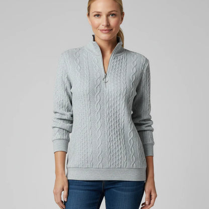 Sara Relaxed Quarter Zip Sweater | Cable Knit Quarter Zip Sweater