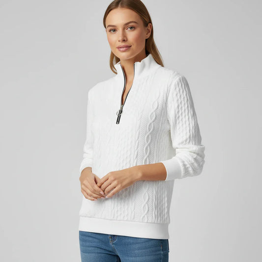Sara Relaxed Quarter Zip Sweater | Cable Knit Quarter Zip Sweater
