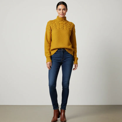 Alessandra Relaxed Fit Turtleneck Sweater | Cable Knit Sweater