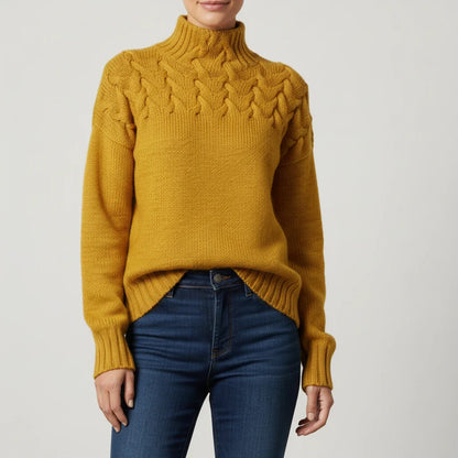 Alessandra Relaxed Fit Turtleneck Sweater | Cable Knit Sweater