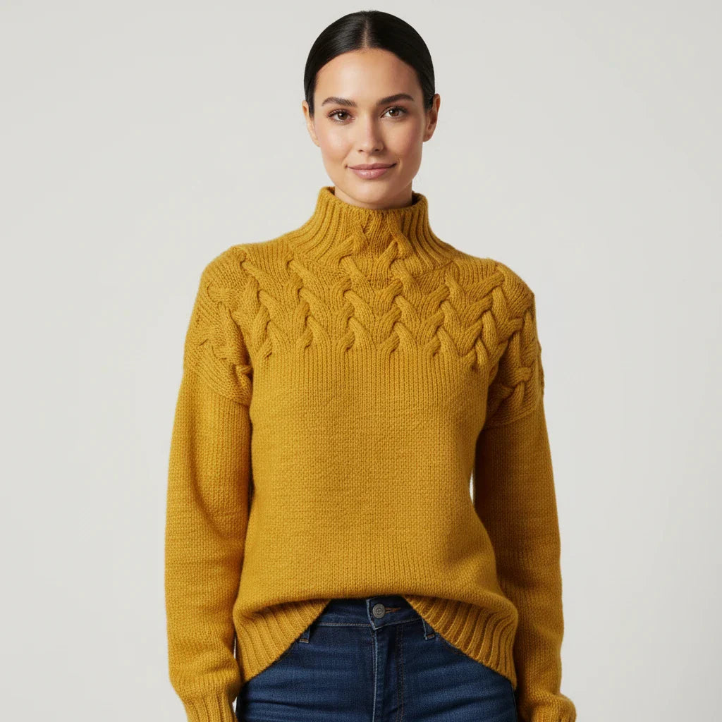Alessandra Relaxed Fit Turtleneck Sweater | Cable Knit Sweater