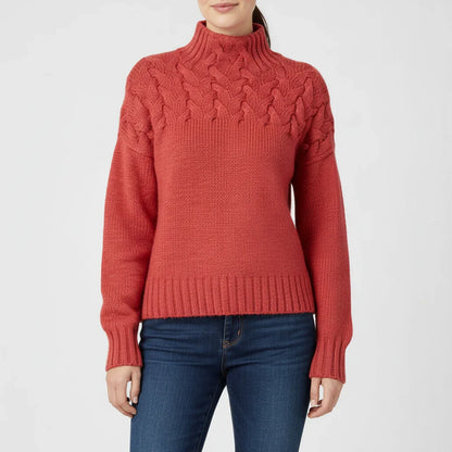 Alessandra Relaxed Fit Turtleneck Sweater | Cable Knit Sweater