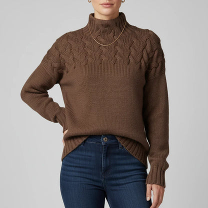 Alessandra Relaxed Fit Turtleneck Sweater | Cable Knit Sweater