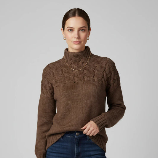 Alessandra Relaxed Fit Turtleneck Sweater | Cable Knit Sweater