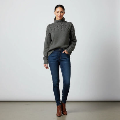 Alessandra Relaxed Fit Turtleneck Sweater | Cable Knit Sweater