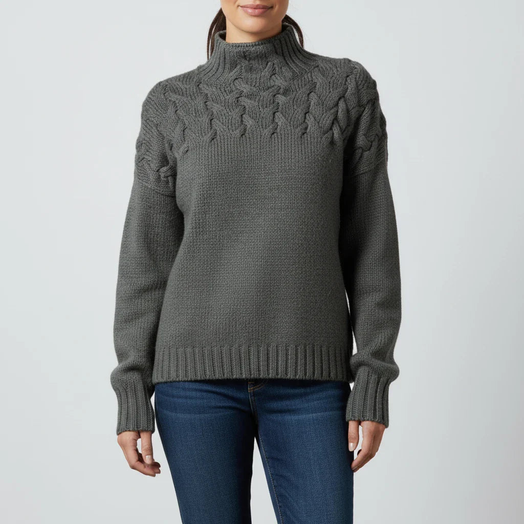 Alessandra Relaxed Fit Turtleneck Sweater | Cable Knit Sweater
