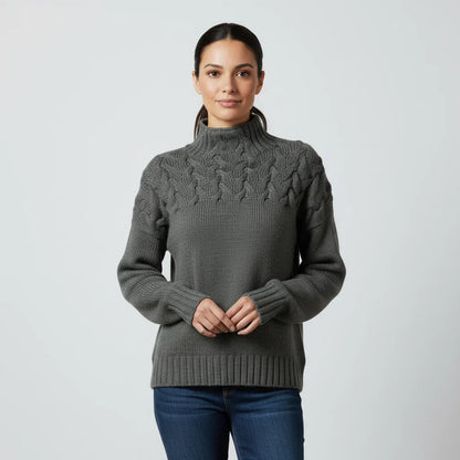 Alessandra Relaxed Fit Turtleneck Sweater | Cable Knit Sweater
