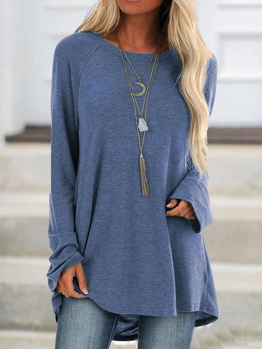 Women's Long-Sleeve T-Shirt – Relaxed Fit – Round Neck – Breathable Fabric Blend