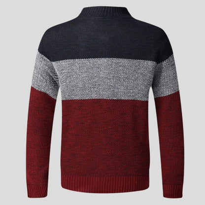 Men's Knitted Cardigan - Zipper - Ribbed Collar, Cuffs and Hem - Comfortable Fit
