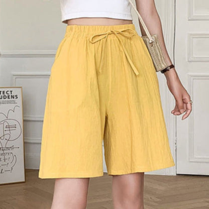 Dame Shorts - Høy Midje - Justerbar Snøring - Løs Passform - Pustende Bomull