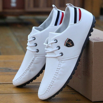 Men's Shoes - Breathable and Comfortable - Non-Slip Rubber Sole - Moccasin Toe - Lacing