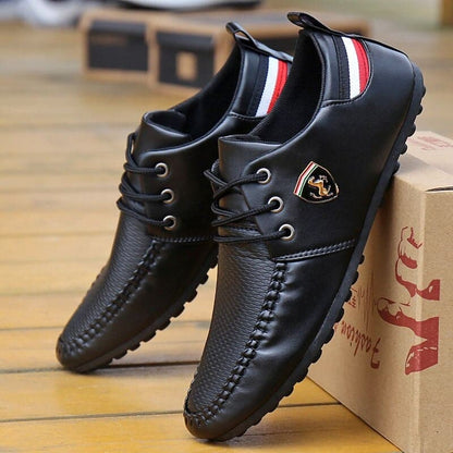 Men's Shoes - Breathable and Comfortable - Non-Slip Rubber Sole - Moccasin Toe - Lacing