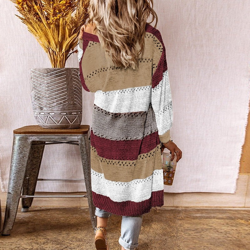 Éléanore - Flerfarget, lang cardigan for kvinner