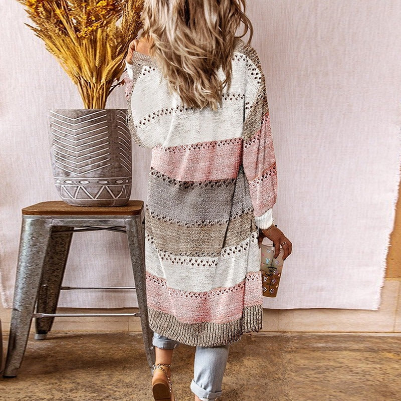 Éléanore - Flerfarget, lang cardigan for kvinner